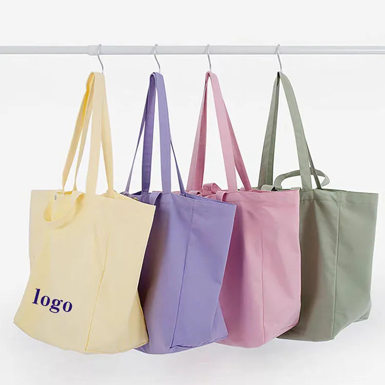Wholesale Customized Color Size Print Logo Durable Tote Bag Eco-Friendly Reusable Grocery Shopping Canvas Gift Bag Letter Low