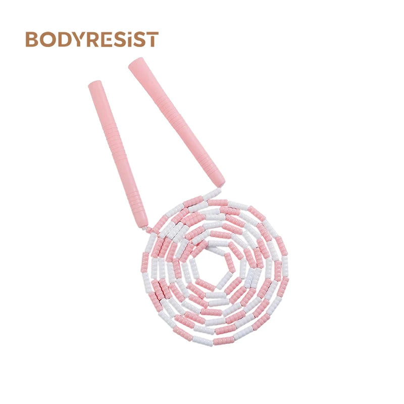 2025 New Design Customs Adjustable TPR Handle PE Beaded Skipping Jump Rope