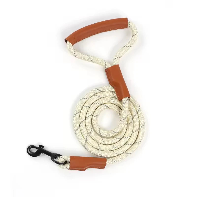 High Quality Leather Durable Reflective Nylon Dog Traction Braided for Medium Dogs and Large Dog