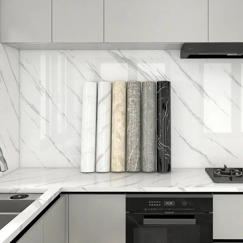 Modern Waterproof Self-Adhesive Marble Look Heat Resistant Peel Stick Tiles Wall Panels Wall Stickers