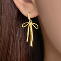 Foxi Factory Bow Earrings Ready to Ship Fashion Jewelry for Women Gold Plated Drop Big Ribbon Stud Earrings