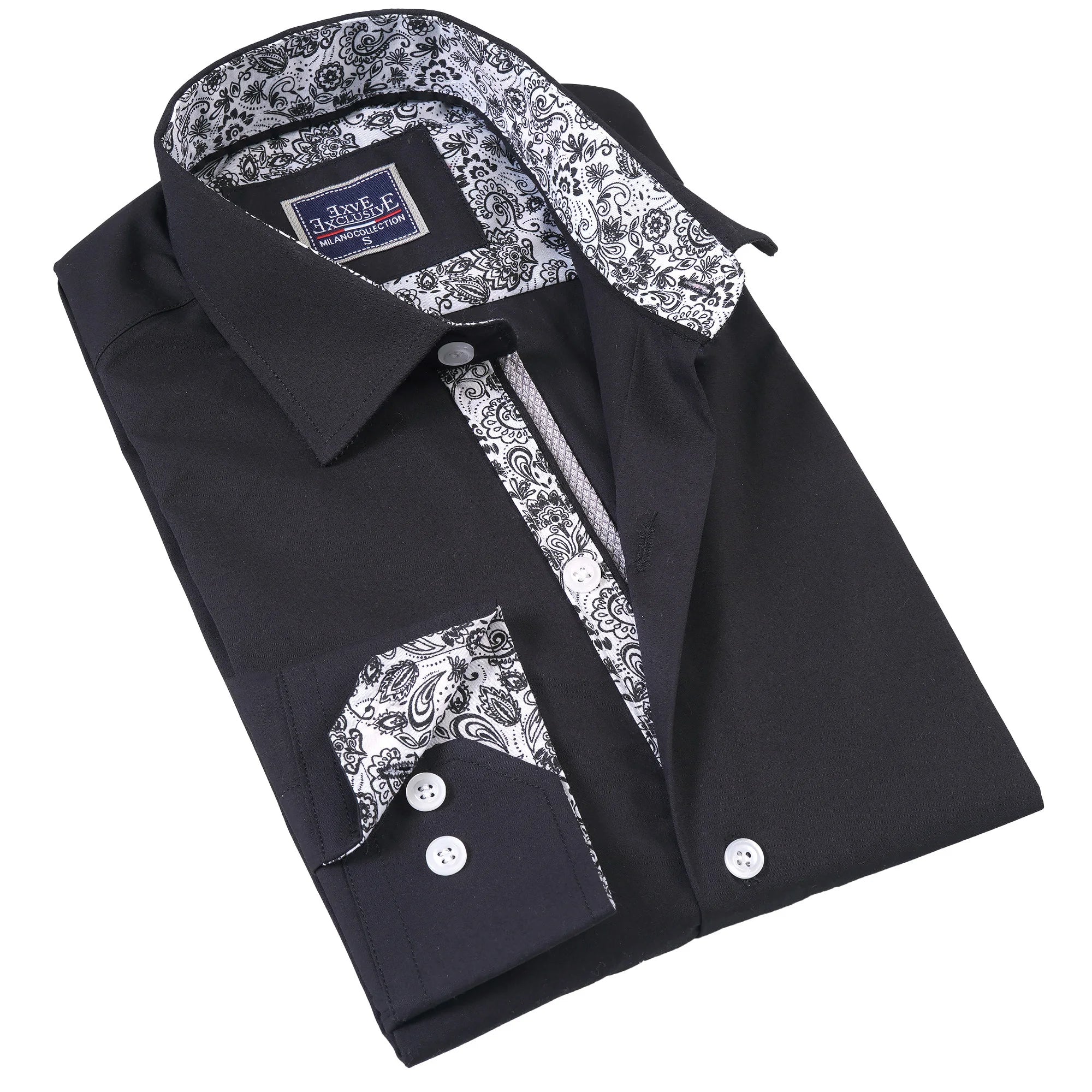 Black Contrast Collar inside and Cuff Men's Shirt
