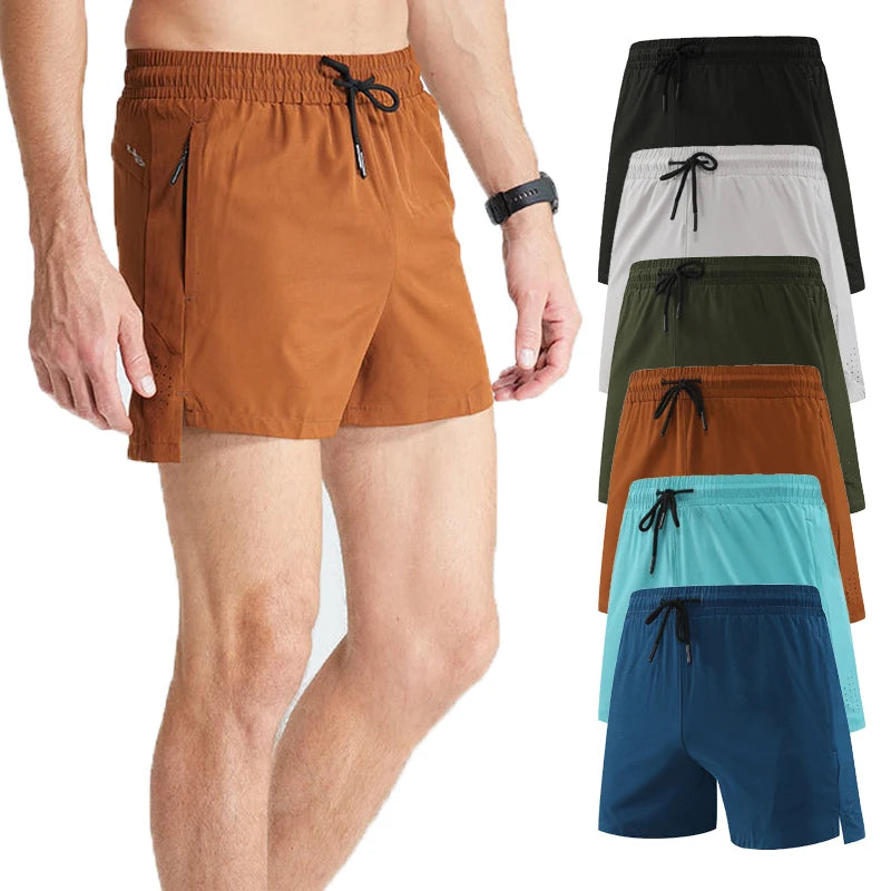 Running Breathable Quick Dry Woven Polyester Quad Stretch Three Quarter Length Pants Men's Running Shorts