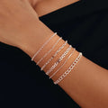 Dainty Brass Jewelry Silver Plated Six-layer Copper Bracelet Bamboo Links + square Paperclip + O-shaped Chain Link Bracelet