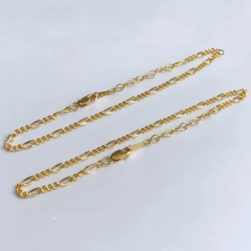 GP US Figaro Chain Bracelet Necklace 3+1 Link Chains Thin Stacked Layering 14k Gold Filled Permanent Jewelry Chains Wholesale
