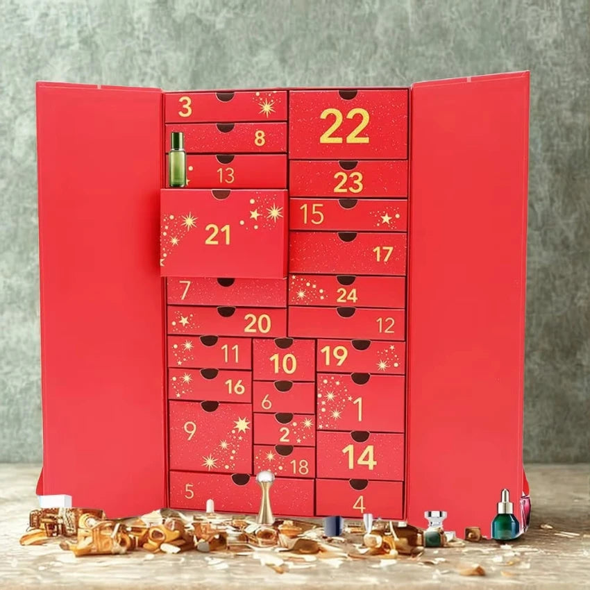 Empty Custom Christmas Cookies Chocolate Advent Calendar Cosmetic Paper Box 12 Days 24 Days Countdown Gift Box
