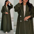 Elegant and Fashionable Double Breasted Muslim Open Abaya Plain Islamic Clothing Women's Dress
