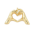 Pandahall 10pcs Brass Pendants Rack 18K Gold Plated Heart Hands Charms with Jump Ring for Children