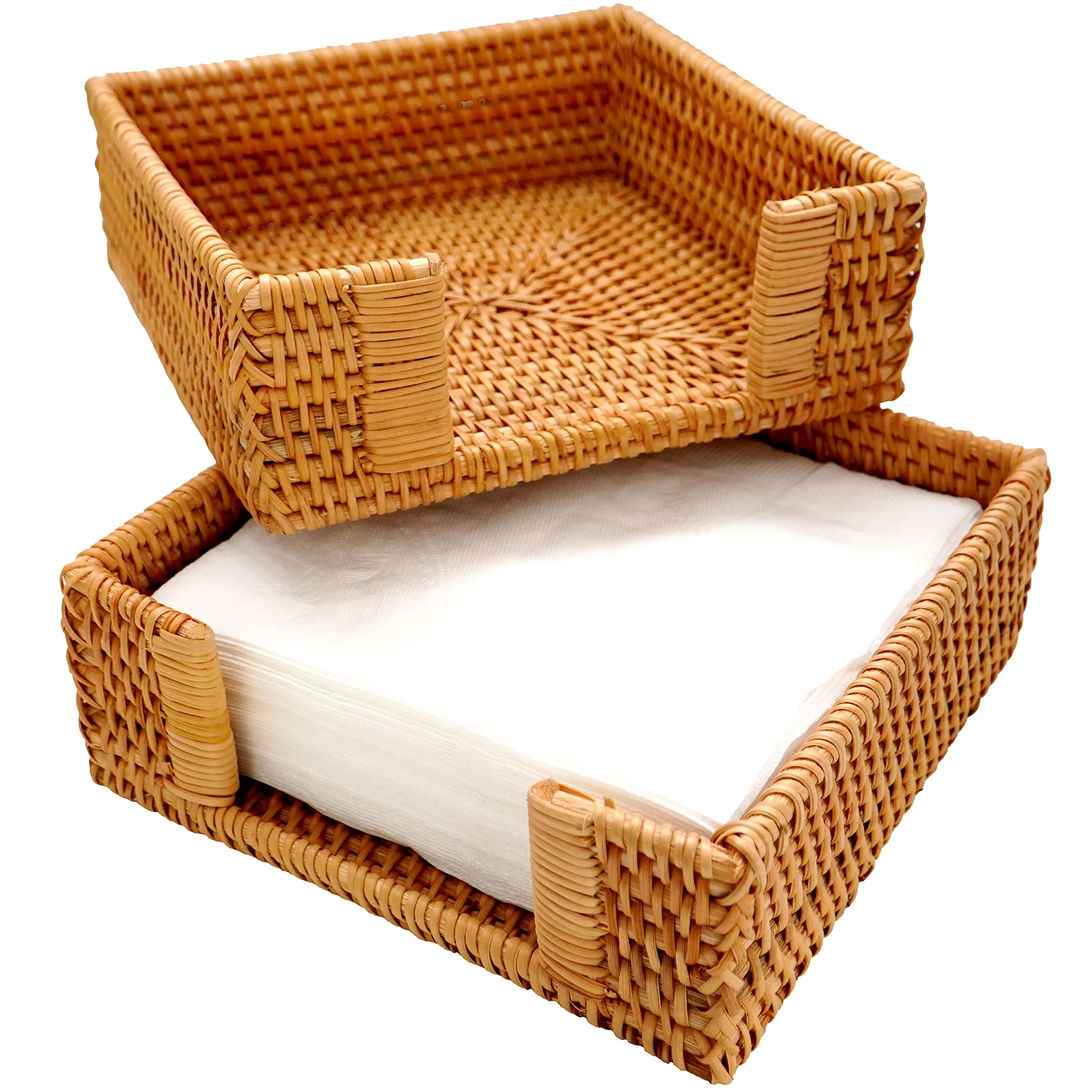 Rattan Napkin Holders Square Napkin Holder Rattan Paper Tray for Table Ratta Square Napkin Holder & Multi-Purpose Paper Tray