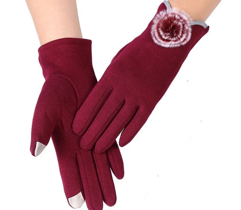 Winter Touchscreen Full Finger Gloves -Thermal Windproof Knitted Driving Gloves with Mitten Cuffs in Black & Grey