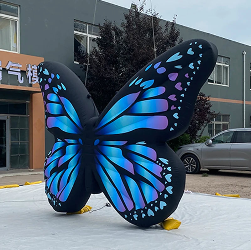 Mall Decorative Custom Huge Inflatable Wings Giant Hanging Inflatable Butterfly With LED