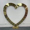 6.56ft Metal Electroplated Gold Shining Big Heart Decoration 2x2m Modern Wedding Backdrop Arch Stand