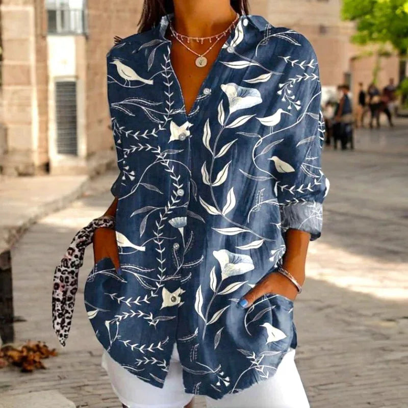 2025 Summer New Arrivals Women's Long-sleeve Shirts Trendy Long-length Shirts with 3D Printed Patterns