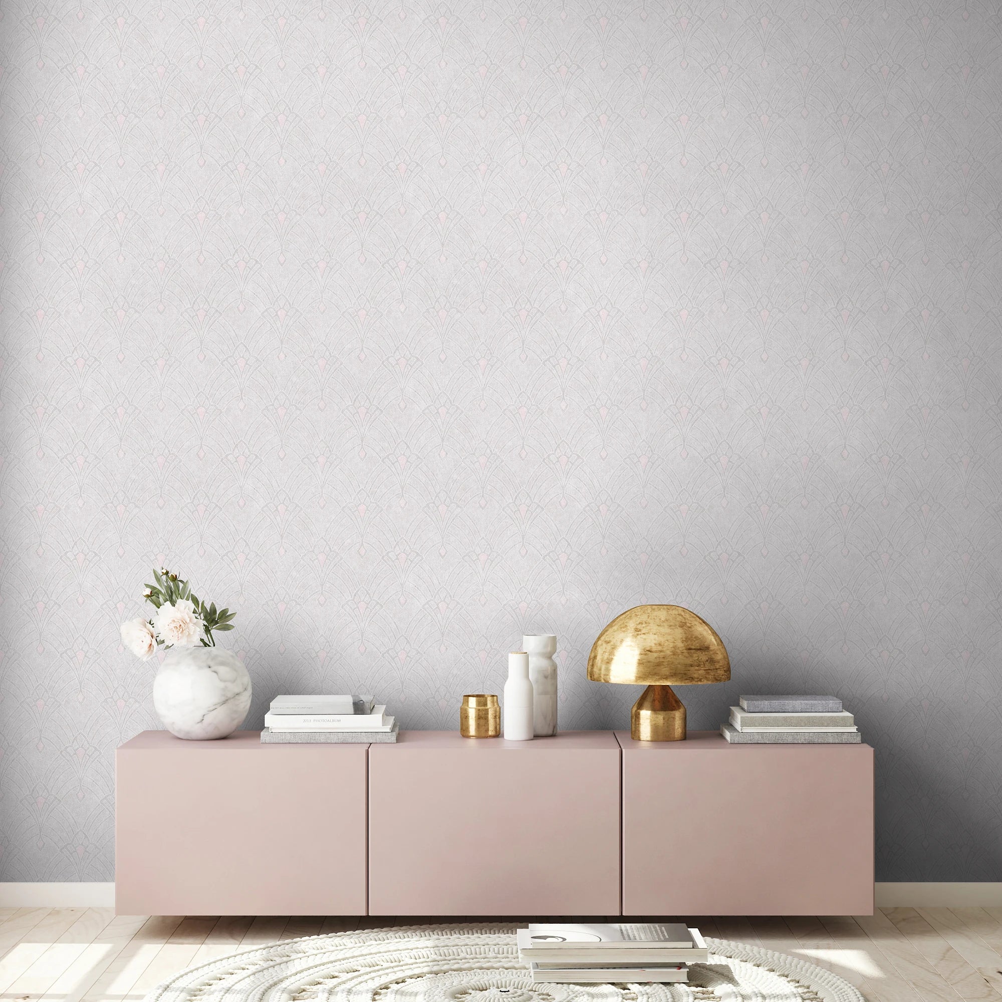 Made Germany Sale Non Woven Vinyl Wallpaper Rolls Cream Pink Grey Sound-Absorbing Moisture-Proof for Living Room Kitchen