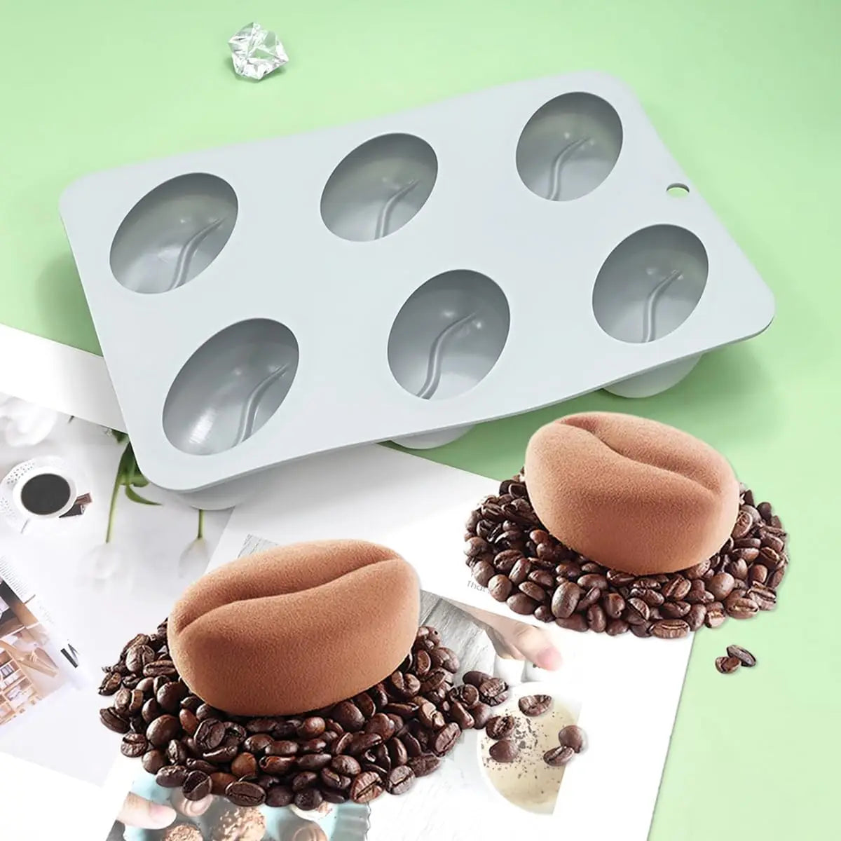 LifeTop Premium Coffee Bean Silicone Molds Coffee Bean Silicone Soap Making Molds for DIY Crafts Soap Candle
