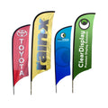 Custom Single Sided Concave Shaped 2.3x9.5 FT Polyester Advertising Beach Feather Banner Flag Outdoor Promotional Flags Banners