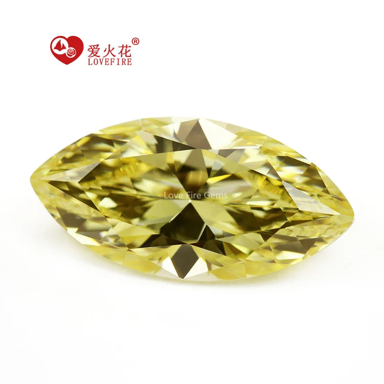 Top Quality 5A Quality Marquise Shape Loose Gemstone 1.5*2.5mm-10*20mm Fancy Vivid Yellow Golden Yellow Synthetic Cubic Zirconia
