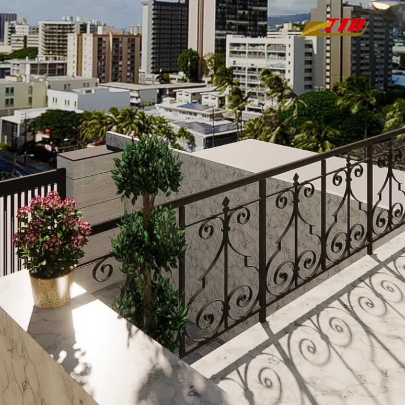 Durable Wrought Iron Balcony Railing for Outdoor Use Modern Designs for Second-Floor Stairs Vietnam Supplier