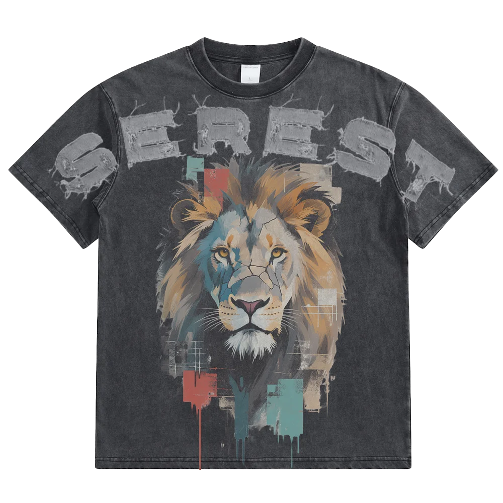 Blank Custom Sun Faded Vintage Oversized Design Man T-shirt Digital Printed 280gsm Heavyweight Cotton Distressed T-shirt