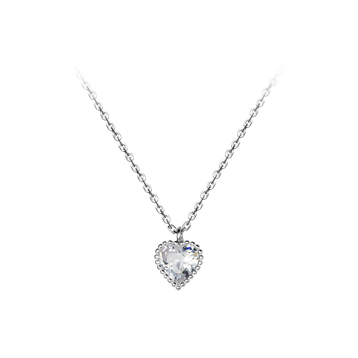 Low MOQ custom 925 sterling silver heart pendant zircon necklace