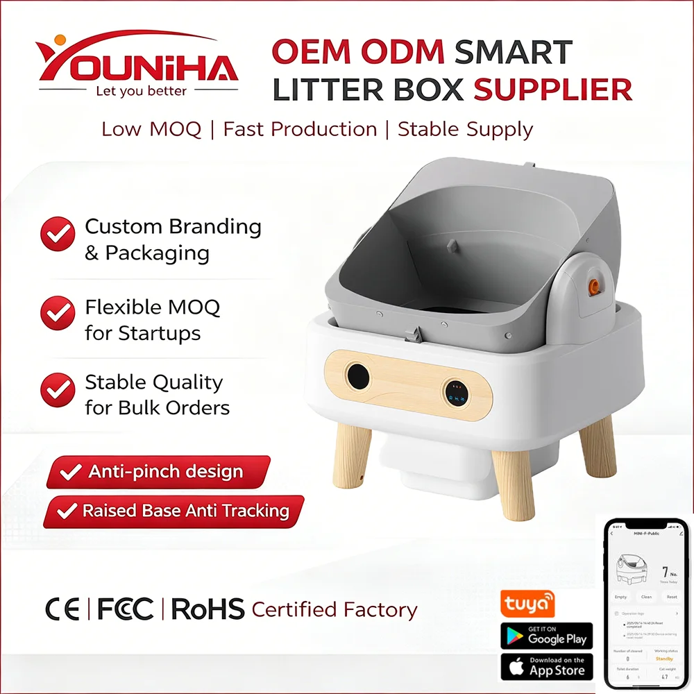 Custom Logo Enclosed Automatic Cat Litter Box Wood Frame Self Cleaning Charcoal Filter Eco-Friendly Odor Control for Indoor MegaBDM