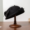 Pillbox Hat Women Church Derby Winter Vintage Fascinator Beret 100% Wool Felt Hat With Veil