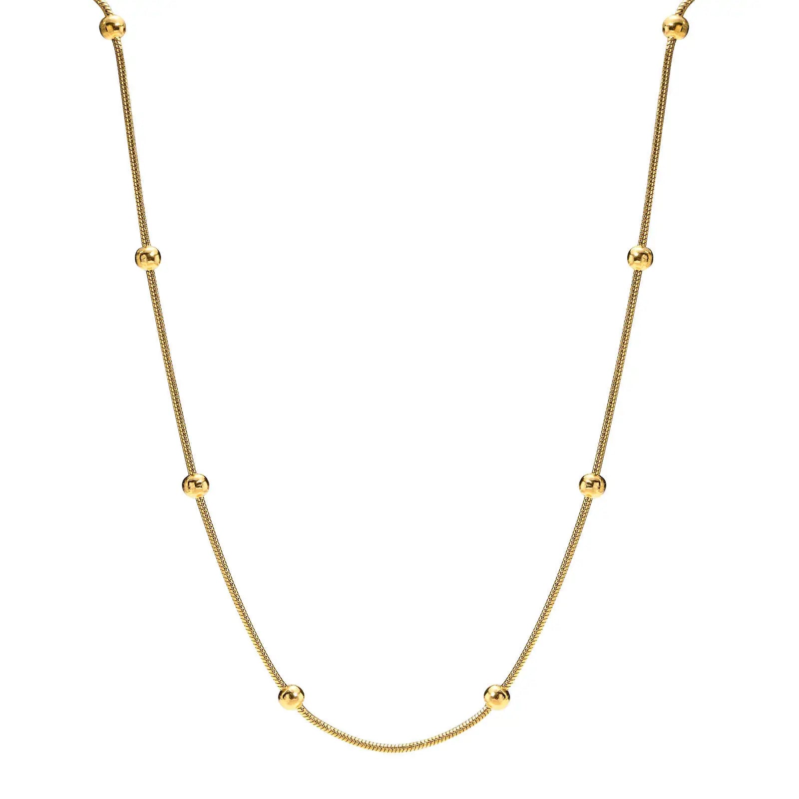 Snake Chain Chocker Simple Jewelry 18K Gold Pvd Plated Stainless Steel Bead Ball Chain Necklace Bracelet for Women Gifts