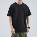 Oem customized men's solid color short sleeved 180g tshirt with printed logo summer round neck MegaBDM