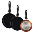 Well Home Set of 3 Frying Pans 162024cm Made of Pressed Aluminum with Metallic Bronze Finish
