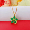 Factory Emerald Parthenocissus Grass Pendant More Alluvial Gold Five Petal Flower Green Crystal Necklace Lovers love Ornament
