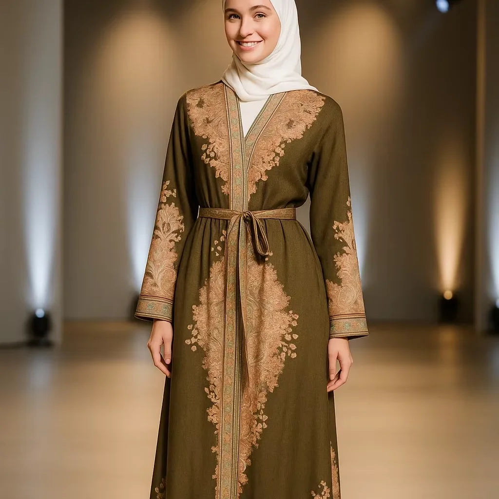 YXA034 2026 Eid Muslim Women Dress Islamic Hijab Traditional Luxury with Colorful Dress Elegant and Warm Stretch Top