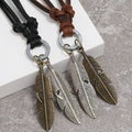 Retro Personalized Adjustable Leather Necklace Hihop Long Style Sweater Feather Necklace for Men