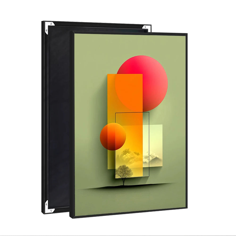Gallery Art Deco Abstract Geometric Glossy Glass Crystal Painting Wall Art Poster Living Room Vertical Hanging Home Decoration