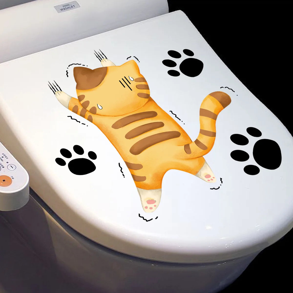 Bathroom Decoration Waterproof Self Adhesive 3d cat Funny Toilet Stickers