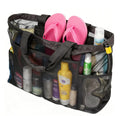 Beach Bag Mesh Tote with Zipper and Pockets for Beach Travel Vacation