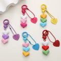 Wholesale Pink Acrylic Heart Shape Pendant Keychain Chain Length Adjustable Mobile Phone Charm Accessories for Bag Earphone Case