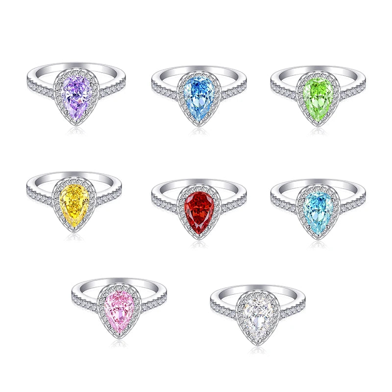 Cubic Zirconia 925 Sterling Silver Rhodium Plated Luxury Engagement Wedding Rings for Women Anniversary Gift