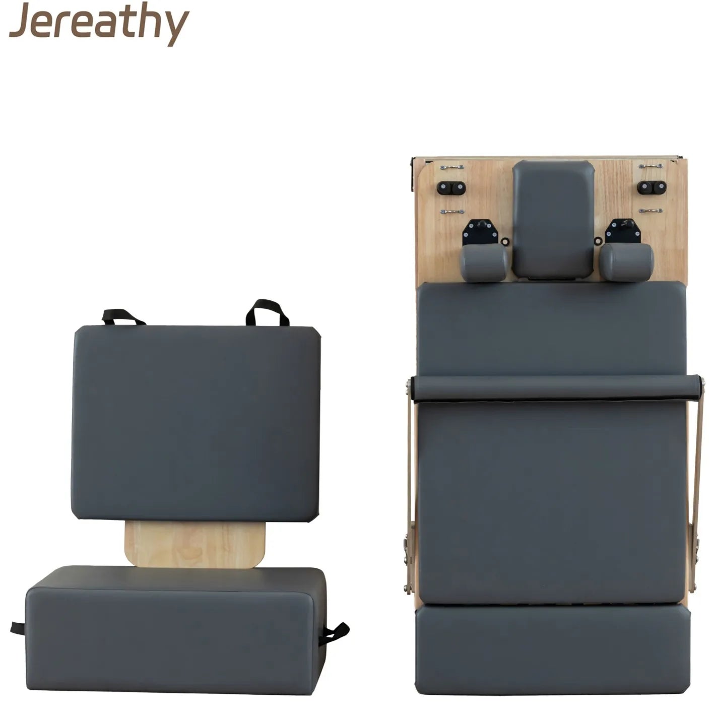 Jereathy Commercial Oak Wood Adjustable Foldable Pilates Reformer Studio Machine Eco-Friendly Pilates Bed