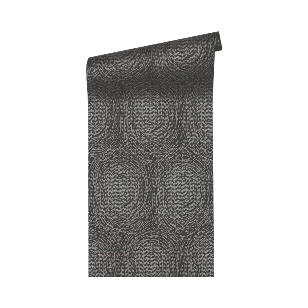 Made in Germany - Luxury Wallpaper rolls Geometric Black Silver Non Woven Contract Wallpaper Dots Circles - 1005 x 053 m