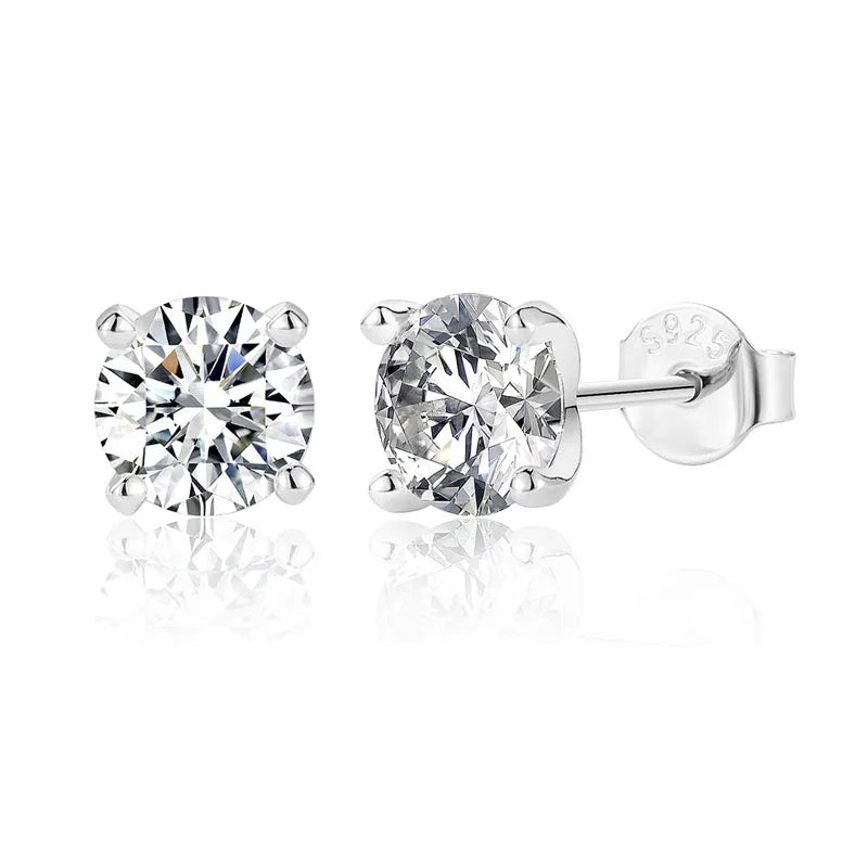 Low MOQ Jewelry Sterling Silver Moon Shape Christian Stud 1 Carat Zircon Earring with Fast Delivery