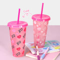 Valentines Day Gift pp Temperature Magical Color Changing Cup Valentine Tumbler with Lid and Straw