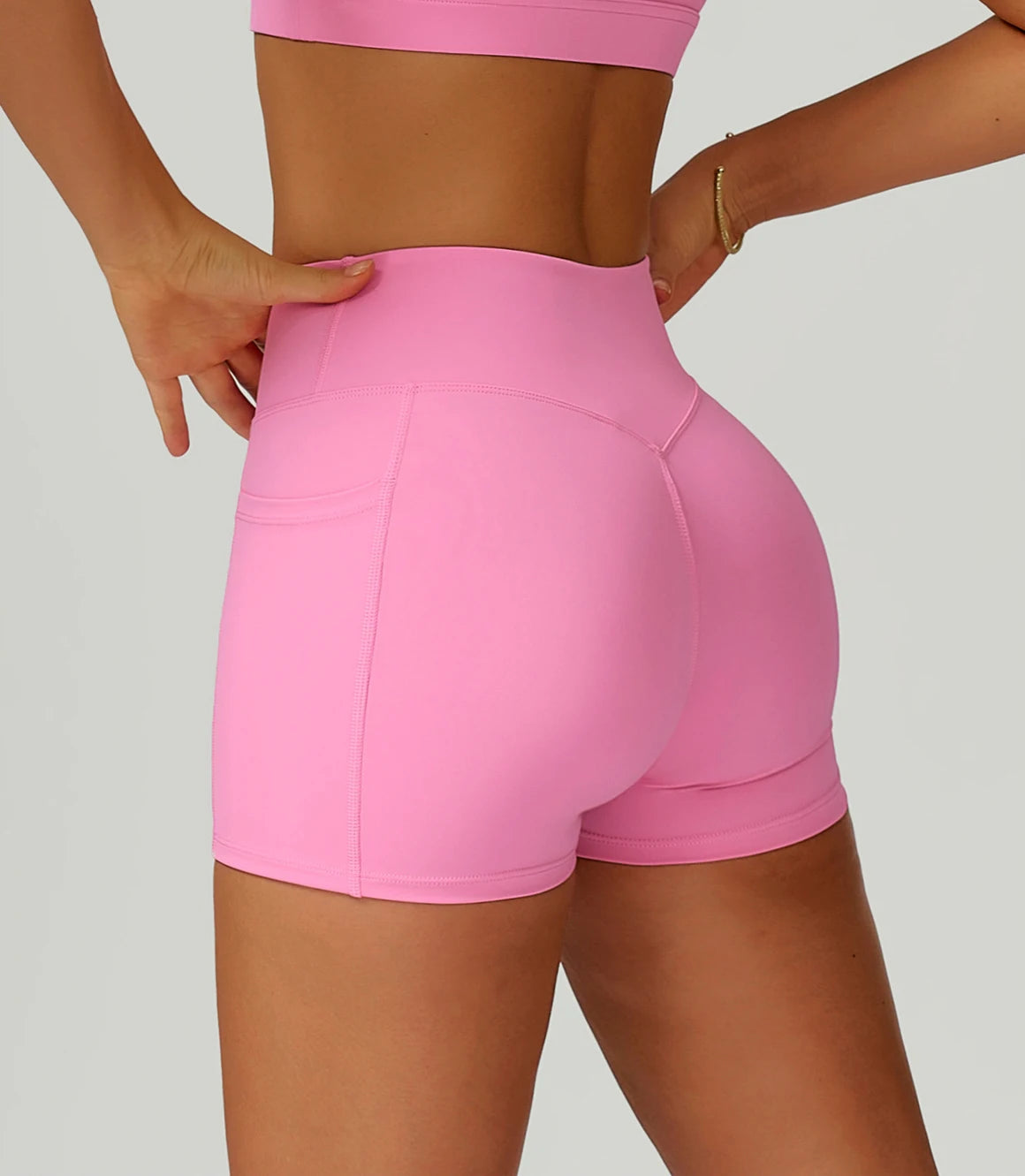 GC  Pocket Yoga Shorts for Women Cross Waist Tight Yoga Pants Outdoor Running Cycling Sports High Waist Shorts Summer New YG293