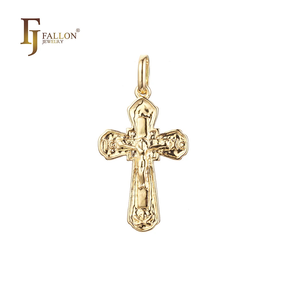 FJ Fallon Fashion Jewelry Catholic Maltese Cross Pendant Plated in 14K Gold Brass Based