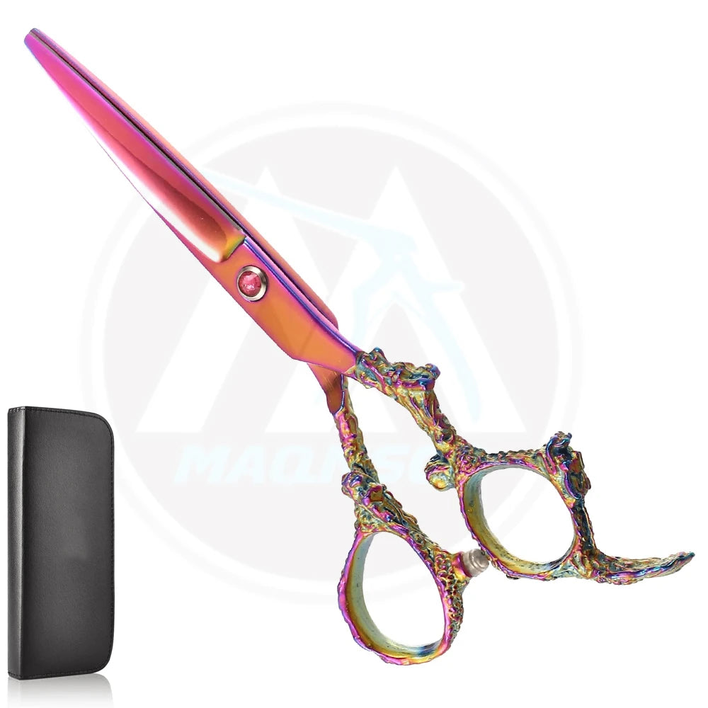 6.5\" Long Pink Stainless Steel Razor Hair Cutting Scissors for Hair Trimming