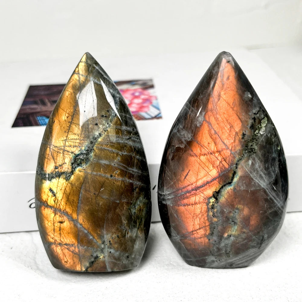 Healing Stone Labradorite Free Form Natural Crystal Purple Labradorite Flame Ornament for Decoration