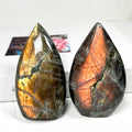 Healing Stone Labradorite Free Form Natural Crystal Purple Laser Engraved Feng Shui Flame Ornament for Home Decoration MegaBDM