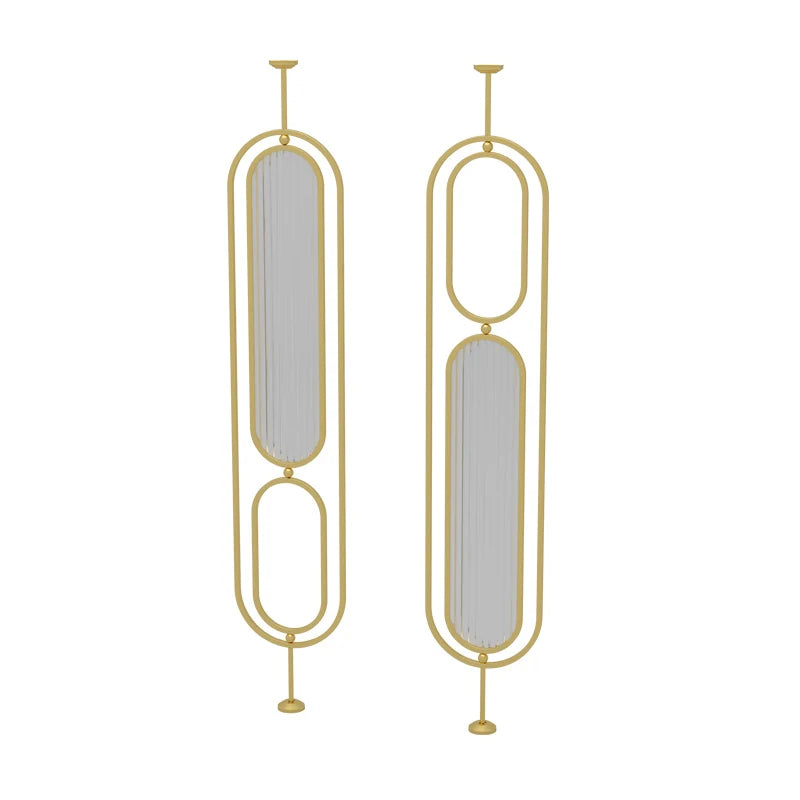 Tempered Glass Stainless Steel Metal Oval Screens Room Dividers Decorative Partitions