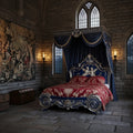 Modern Living Room Sofa Gothic Castle Design Silver Carving Angel Sculpture Royal Blue Frame for Theme Hotels Medieval Villas