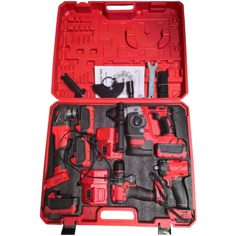 OEM Brushless Electric Tool Set High Performance Cordless Impact Drill Hammer Multi Function Lithium Battery Kit