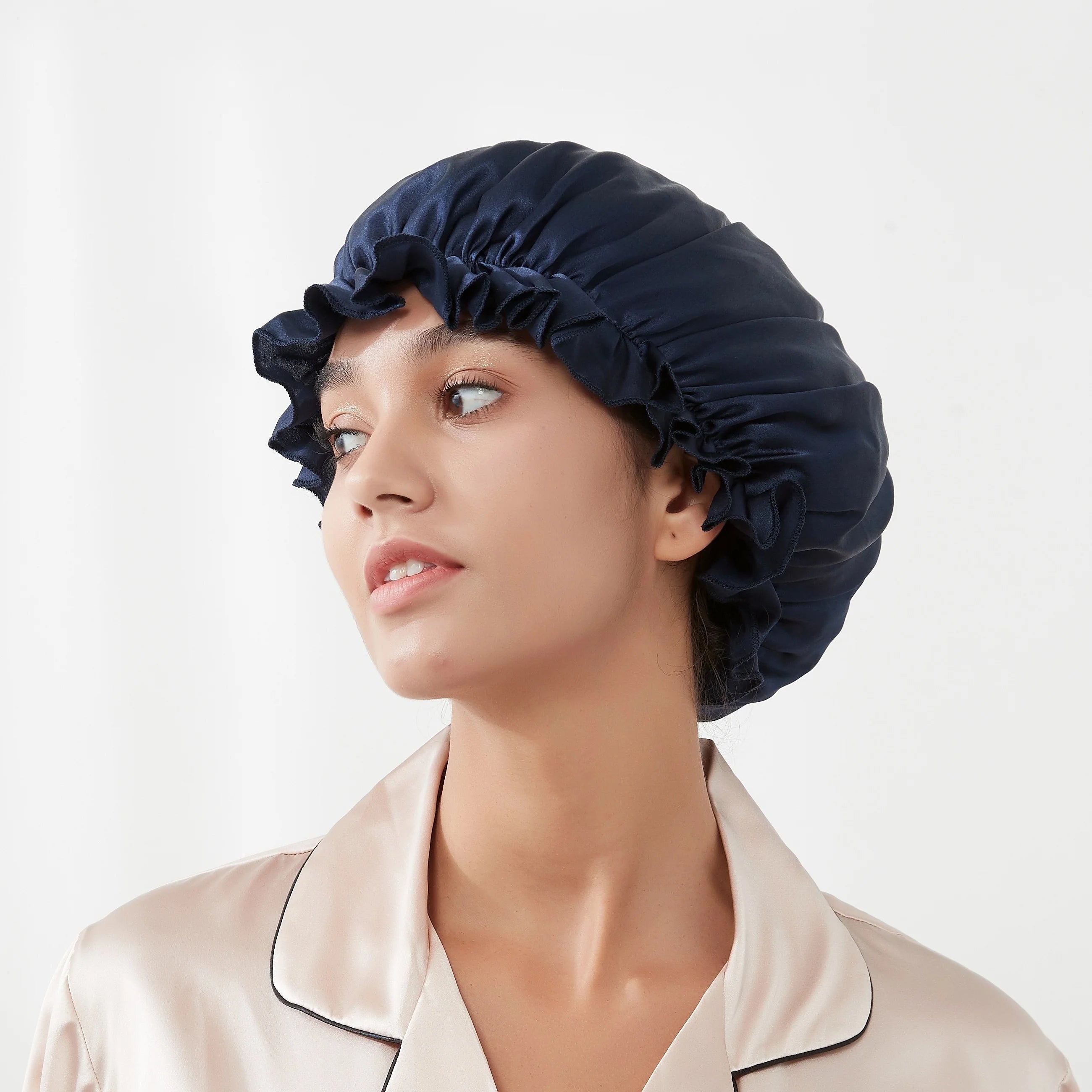 Wholesale 100% Mulberry Silk Turban Sleep Bonnet Cap Custom Logo Women's Night Sleeping Cap Long Solid Printed Winter Summer
